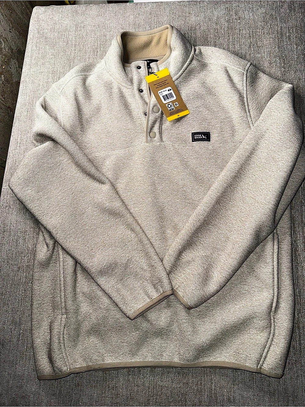 Eddie Bauer Men's Gray Quarter-Zip Pullover Size Medium NWT